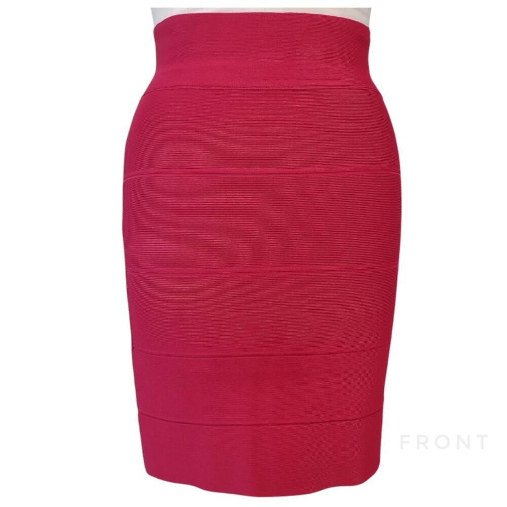 BCBG MAX AZRIA Red Bodycon Pencil Skirt Size M Stretch Knit Dressy Career Sexy